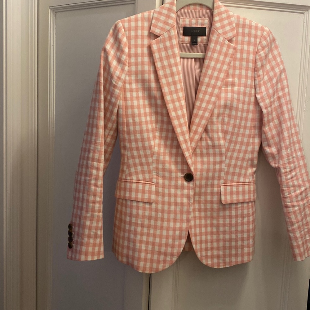 J crew pink and white blazer